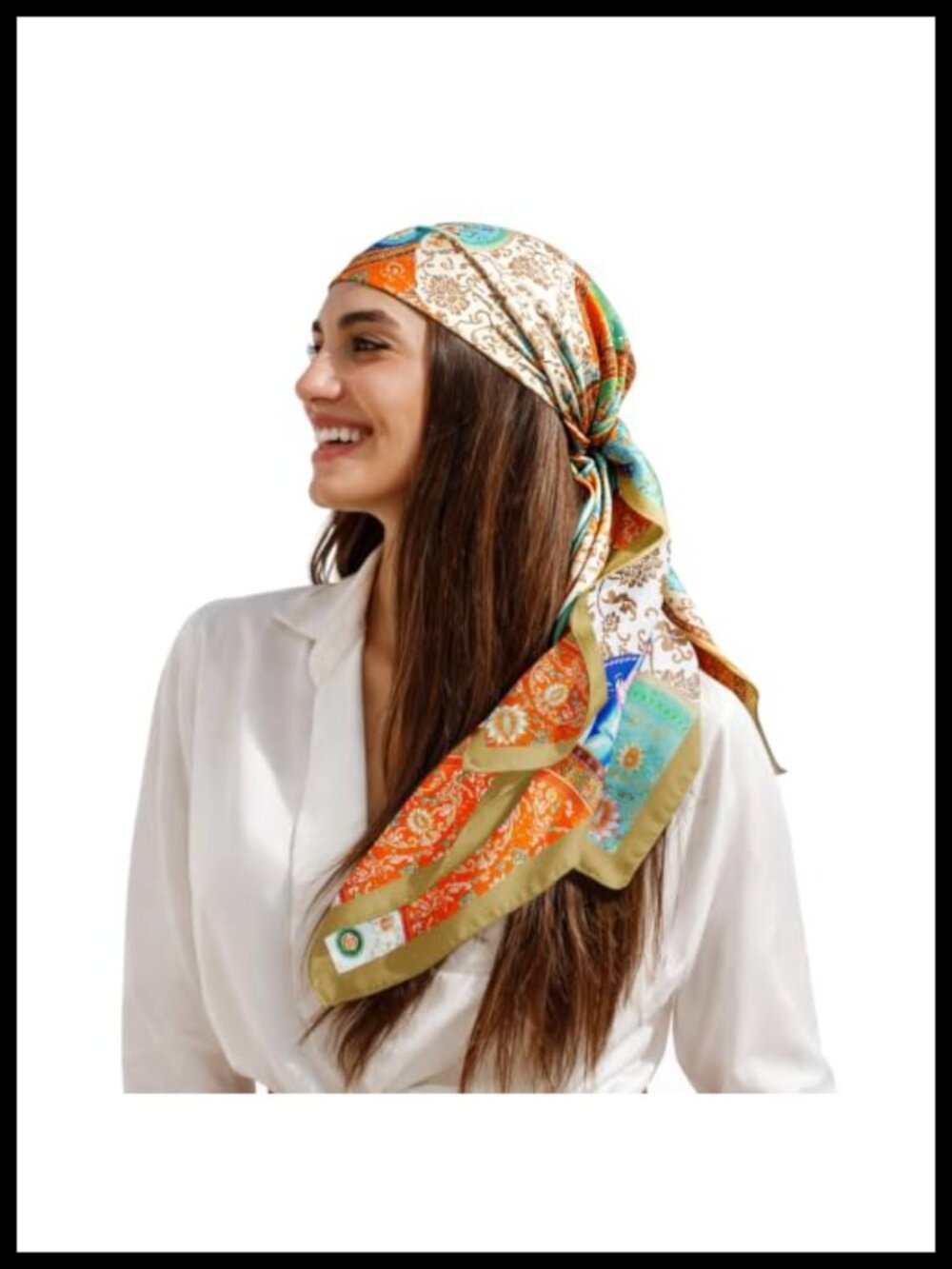 Satin Hair Scarf Large 35" Square Bandana Polyester Silk-Like Wrap